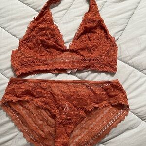 Victoria's Secret Lace Bralette and Panty Set - Orange Rust Color